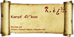 Karpf Ákos névjegykártya
